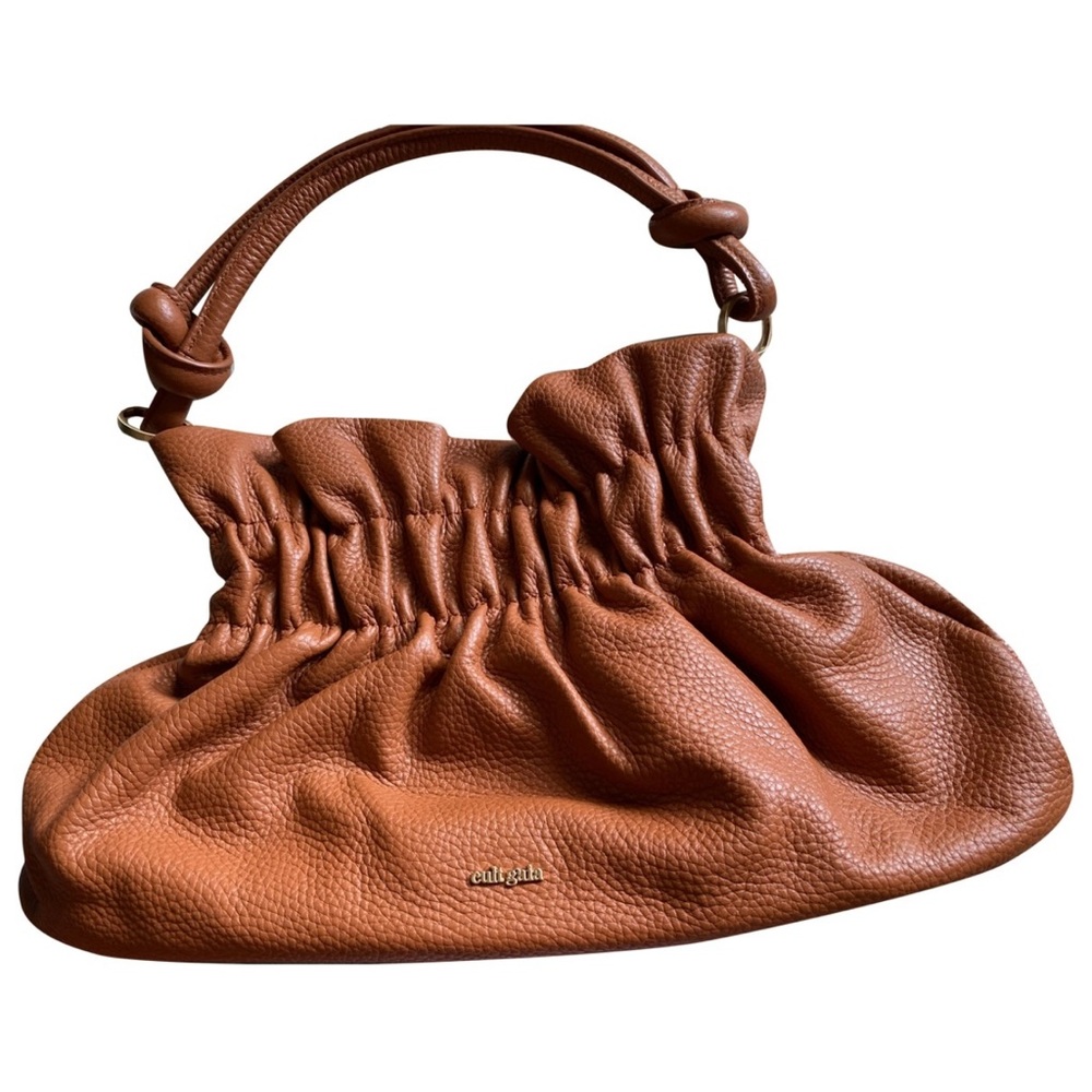 Cult Gaia Tan Gathered Leather Shoulder Bag